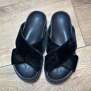 Saint Laurent Jimmy Black Velvet Sandals Size 36/6